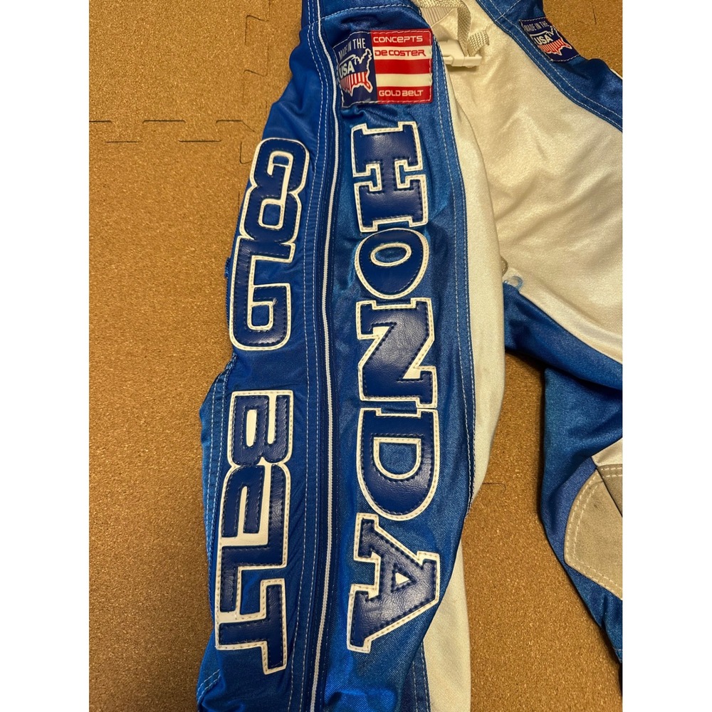 Honda Motocross Pants Kids 26 Blue Vintage Gold‎ Belt Racing Gear USA Made